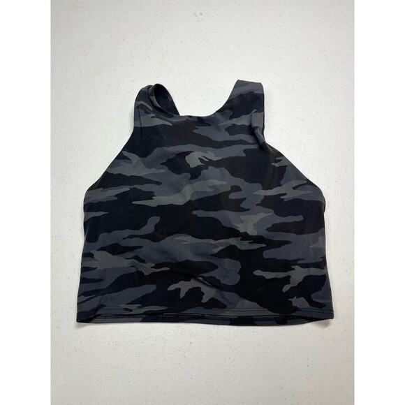 Athleta Conscious Crop Top Bra Black Gray Camo Size Small - Picture 1 of 6